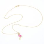 Ασημένιο Επιχρυσωμένο Γυναικείο Κολιέ, Με Ροζ Φλαμίνγκο Με Σμάλτο κωδ.104590