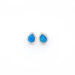 Ασημένια Γυναικεία Σκουλαρίκια Καρφωτά Δάκρυ, Με Οπάλιο Και Λευκά Ζιργκόν κωδ.104606