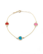 Χρυσό Παιδικό Βραχιόλι Κ9, Με Πολύχρωμες Καρδιές Με Σμάλτο κωδ.105384