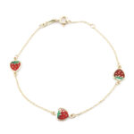 Χρυσό Παιδικό Βραχιόλι Κ9, Με Φραουλίτσες Με Σμάλτο κωδ.105390