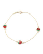 Χρυσό Παιδικό Βραχιόλι Κ9, Με Φραουλίτσες Με Σμάλτο κωδ.105390