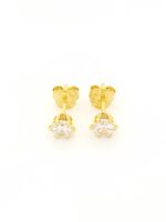 Χρυσά Γυναικεία Σκουλαρίκια Καρφωτά Κ14, Με Λευκά Ζιργκόν κωδ.105867 - Image 4