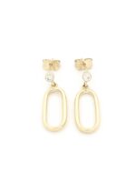 Χρυσά Σκουλαρίκια Κρεμαστά Οβάλ Κ14, Με Ζιργκόν κωδ.106281 - Image 4