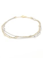 Χρυσό Δίχρωμο Γυναικείο Τριπλό Βραχιόλι Κ14, Με Λευκά Ζιργκόν κωδ.106297 - Image 4