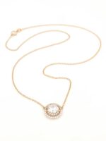 Χρυσό Ροζ Gold Γυναικείο Κολιέ Κ14, Με Ροζέτα Με Λευκά Ζιργκόν κωδ.106857 - Image 5