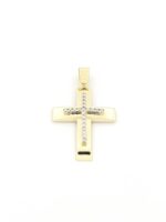 Xρυσός Γυναικείος Σταυρός Κ14, Με Λευκά Ζιργκόν κωδ.107131 - Image 4