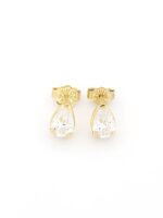 Χρυσά Γυναικεία Σκουλαρίκια Καρφωτά Δάκρυ Κ9, Με Λευκά Ζιργκόν κωδ.106946 - Image 4