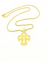 Ασημένιο Επιχρυσωμένο Γυναικείο Κολιέ, Με Σταυρό με Λευκό Ζιργκόν κωδ.107312 - Image 5