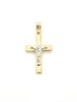 Ανδρικός  Xρυσός Δίχρωμος Ματ Λουστρε Σταυρός Κ14, Με Εσταυρωμένο κωδ.107371 - Image 4