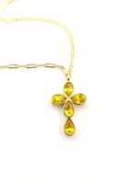 Χρυσό Γυναικείο Κολιέ MetronGold Κ14, Με Σταυρό Με Κίτρινα Ζαφείρια κωδ.107402 - Image 6