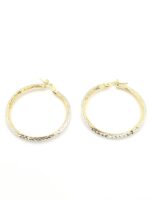 Χρυσά Δίχρωμα Σκουλαρίκια Κρίκοι Κ9 κωδ.108391 - Image 4