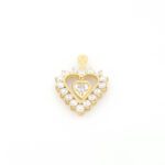 Χρυσό Κρεμαστό K14, Διπλή Καρδιά Με Λευκά Ζιργκόν κωδ.108502