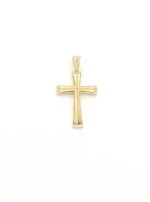 Xρυσός Γυναικείος Σταυρός Κ14 Διπλής Όψης, Ματ-Λουστρέ Με Λευκά Ζιργκόν κωδ.108938 - Image 5