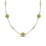 Ασημένιο Επιχρυσωμένο Γυναικείο Κολιέ Dimitrios-Exclusive Με Δίχρωμη Αλυσίδα, Μάτια Με Σμάλτο Και Μαργαριτάρια κωδ. Κ197-1 - Image 2