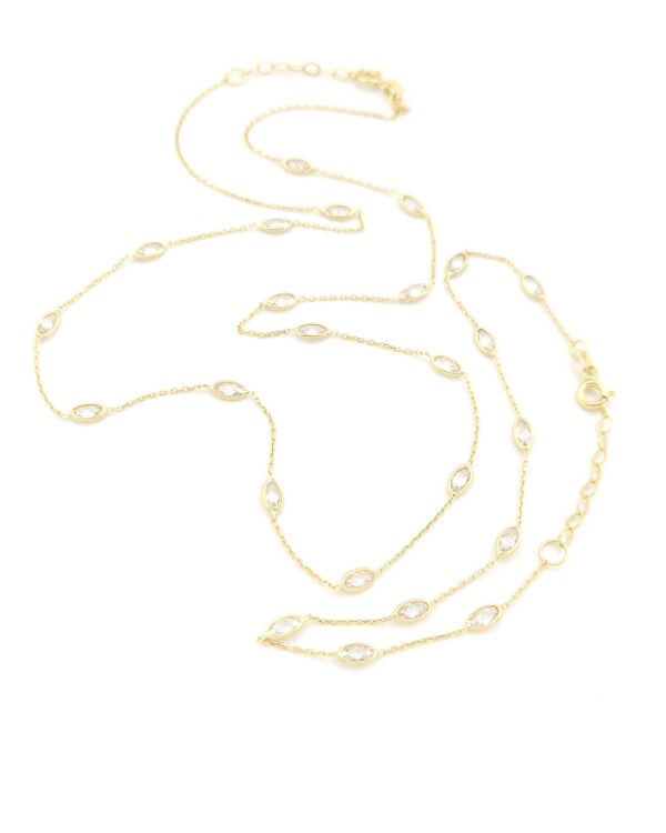 Χρυσό Σετ Κοσμημάτων Κ14, Με Λευκά Ζιργκόν κωδ.109131 - Image 6