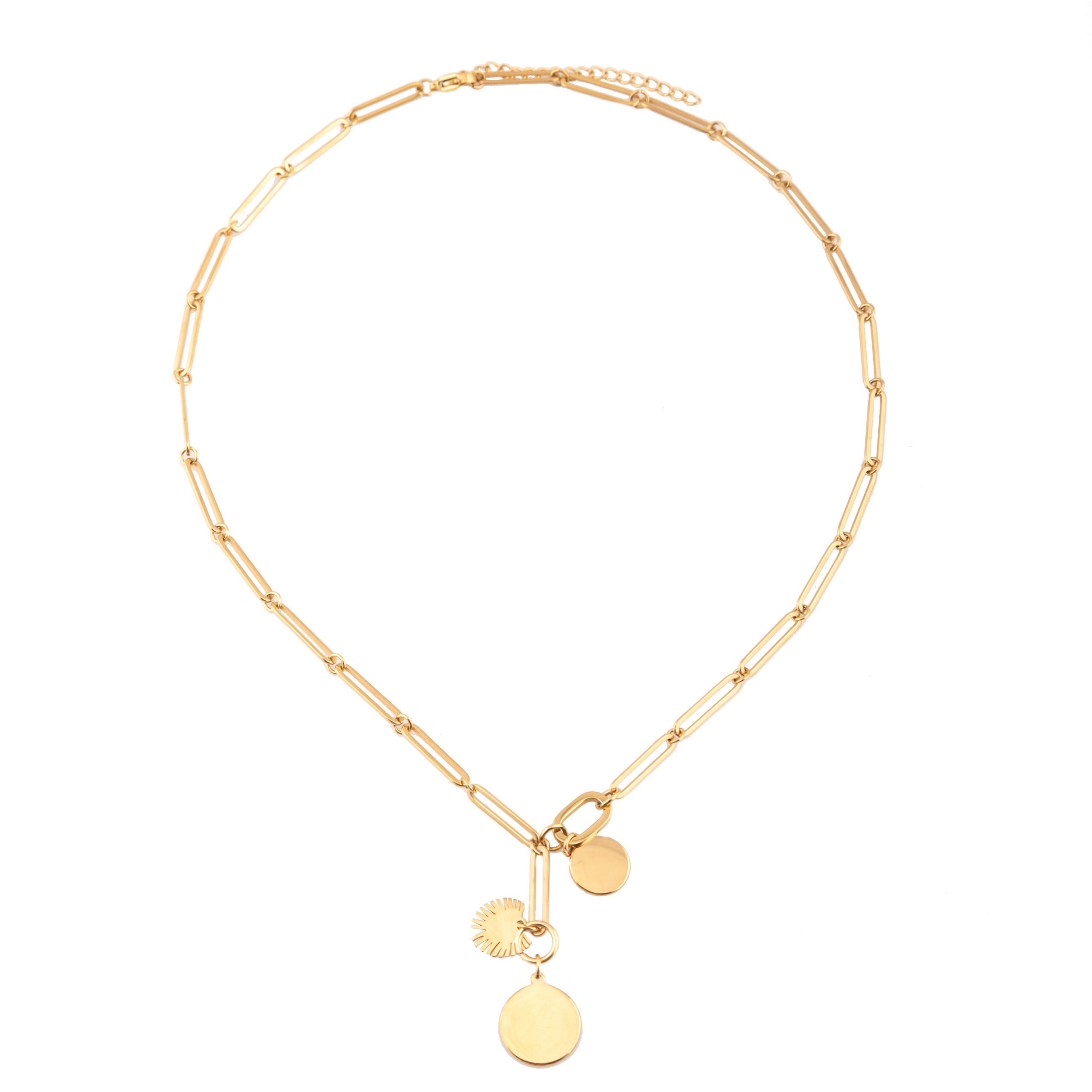 Ατσάλινο Επιχρυσωμένο Γυναικείο Κολιέ, Με Διάφορα Στοιχεία κωδ.103132