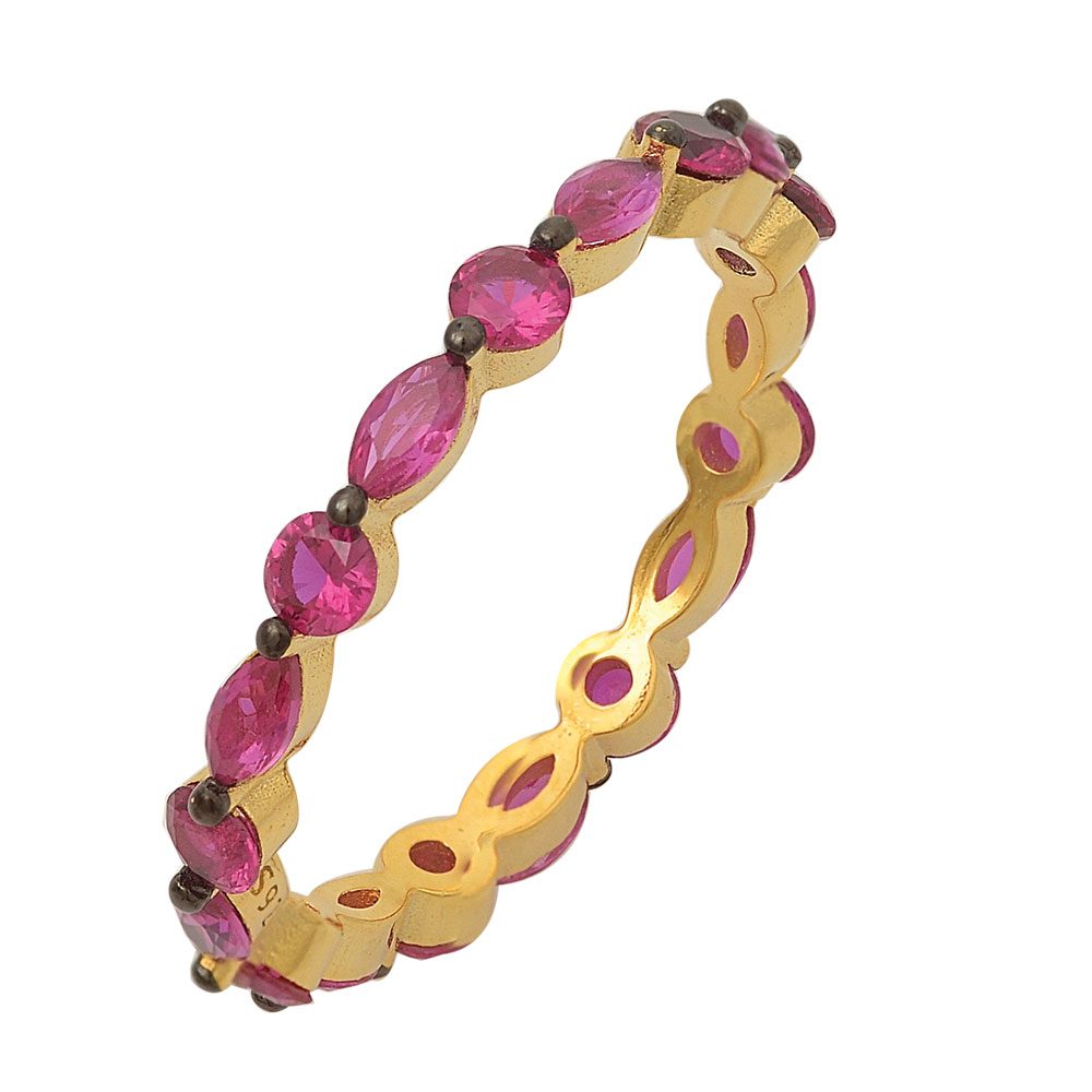 Ασημένιο Επιχρυσωμένο Πολύπετρο Δαχτυλίδι Της Slevori Με Μωβ Ζιργκόν κωδ.ASD925-0346.GFU