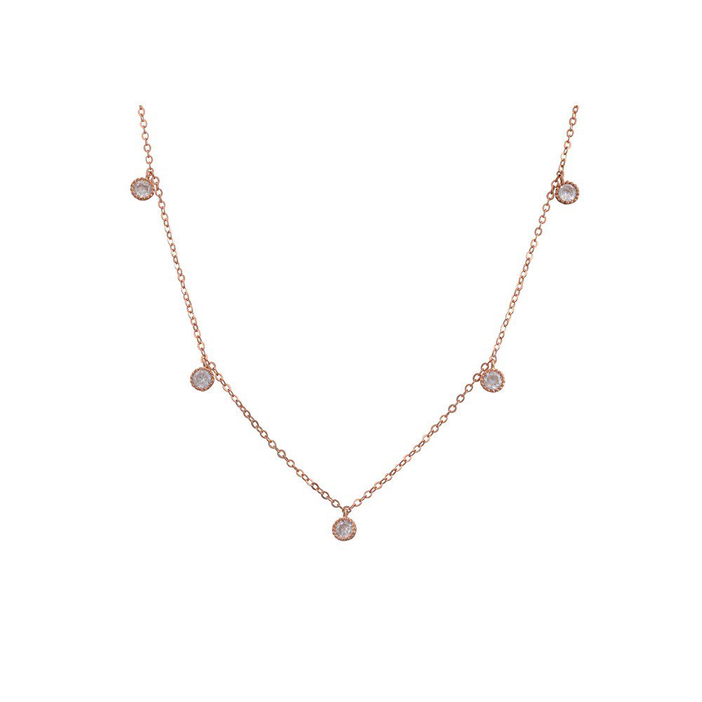 Ασημένιο Ροζ Gold Γυναικείο Κολιέ Slevori Με Ζιργκόν κωδ.ASK925-0427.R