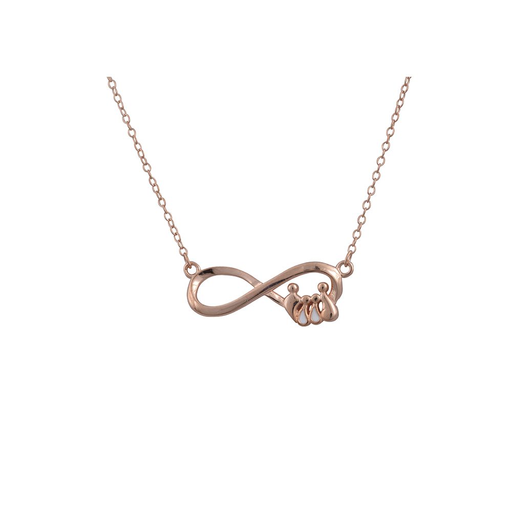 Ασημένιο Γυναικείο Ροζ Gold Κολιέ Της Slevori, Με Άπειρο, Με τετραμελή Οικογένεια Και Σμάλτο κωδ.ASK925-0533.R