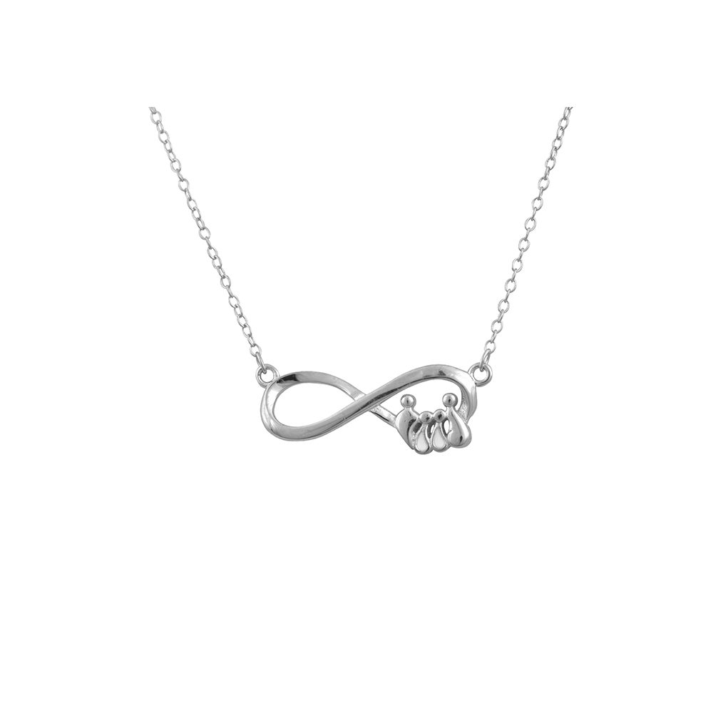 Ασημένιο Γυναικείο Κολιέ Της Slevori, Με Άπειρο, Με τετραμελή Οικογένεια Και Σμάλτο κωδ.ASK925-0533.S