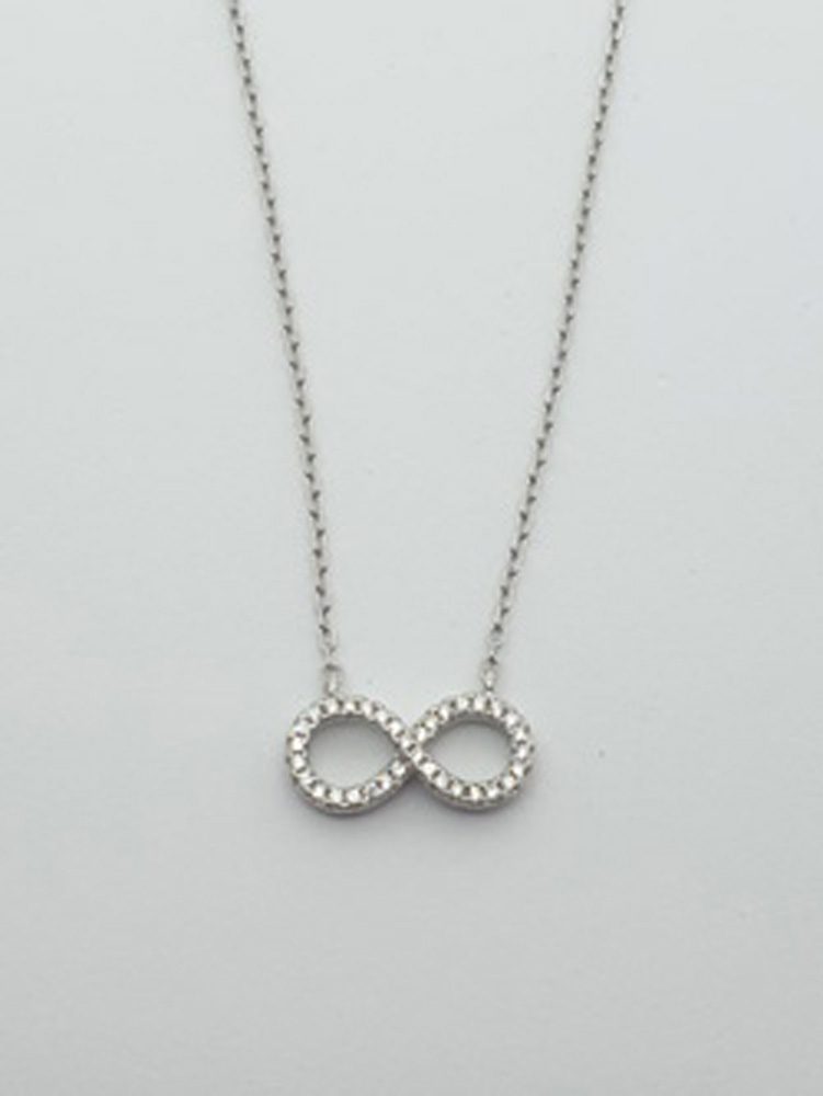 Ασημένιο Κολιέ με Άπειρο με Ζιργκόν