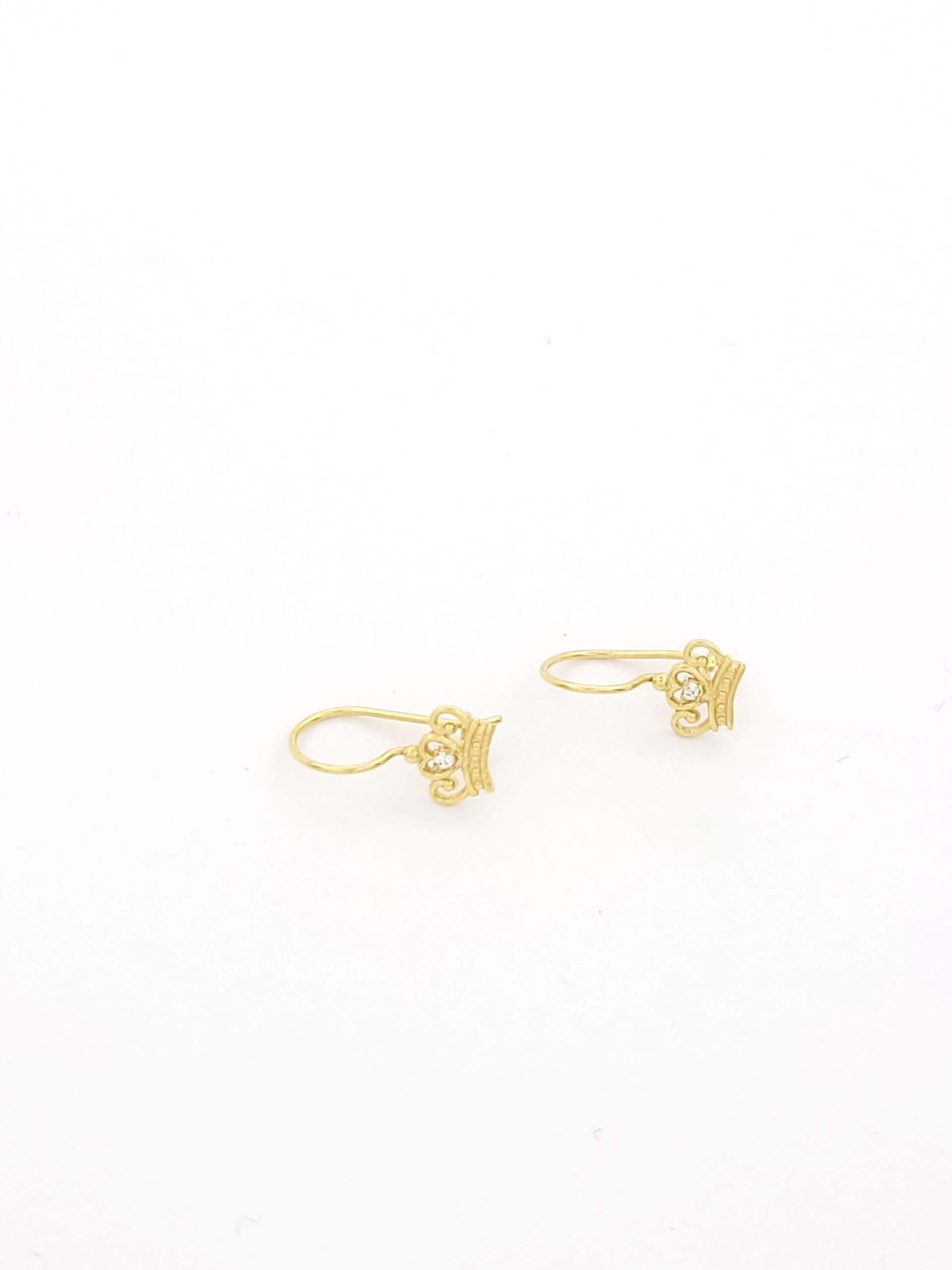 Χρυσά Σκουλαρίκια Κρεμαστά Κ9 Κορώνες με Ζιργκόν κωδ.100999