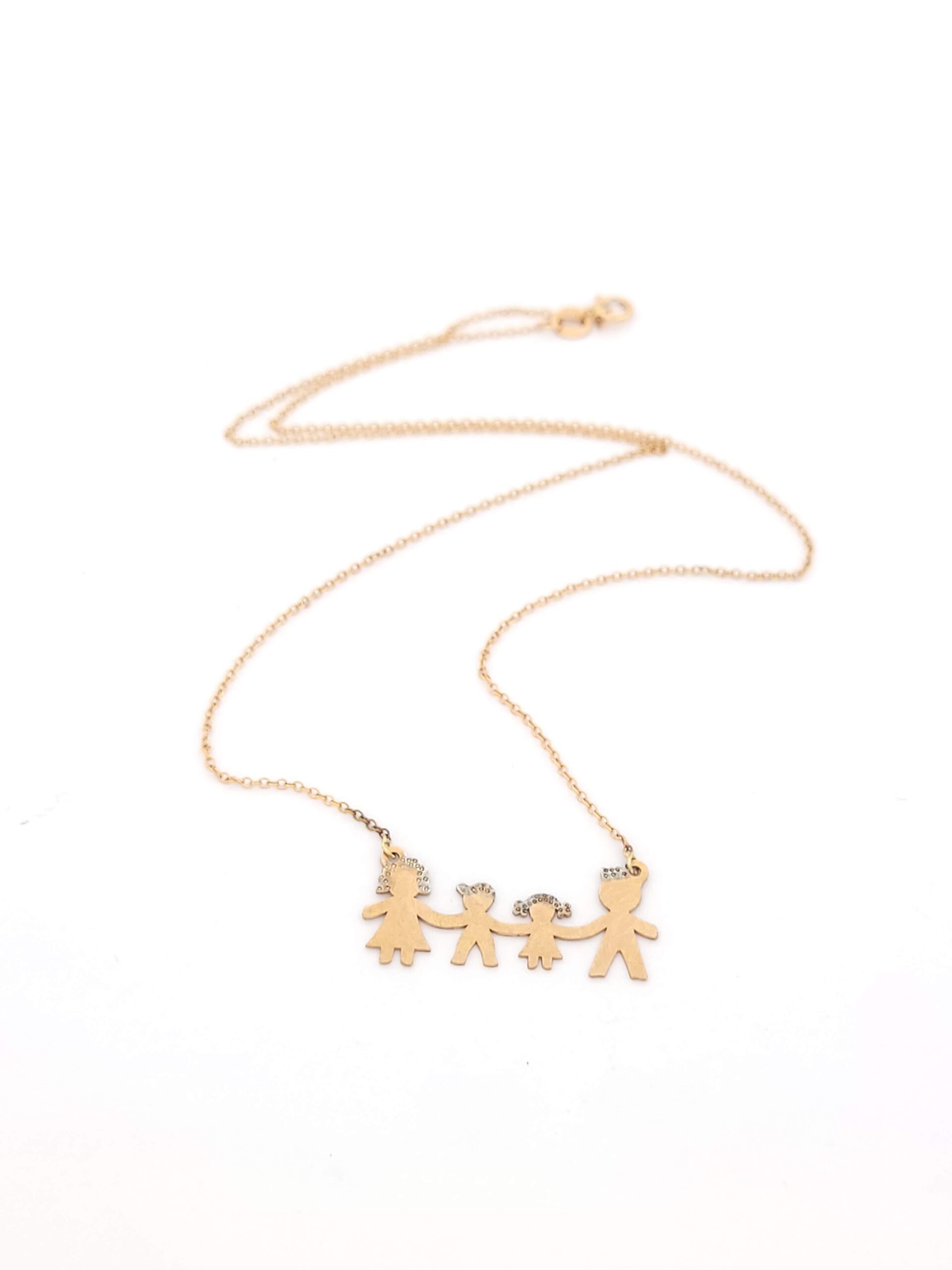 Γυναικείο Ροζ Gold Κολιέ Κ14 Οικογένεια Τετραμελής Αγοράκι Κοριτσάκι κωδ.100186