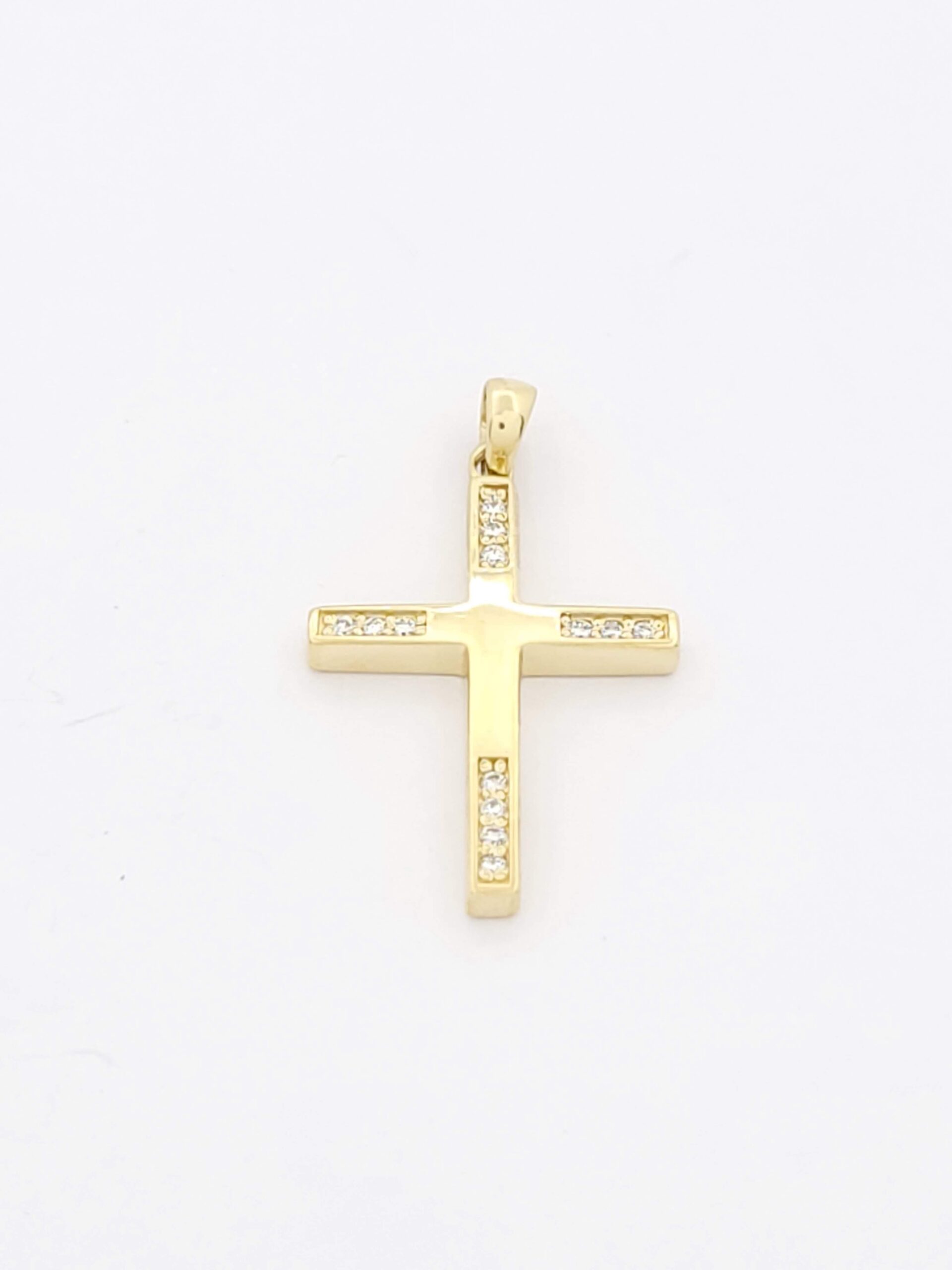 Χρυσός Γυναικείος Σταυρός Κ14 με Διαμάντια κωδ.19191Υ
