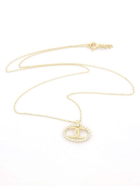 Γυναικείο Χρυσό Κολιέ Κ14 Με Μενταγιόν Με Ζιργκόν κωδ.101313
