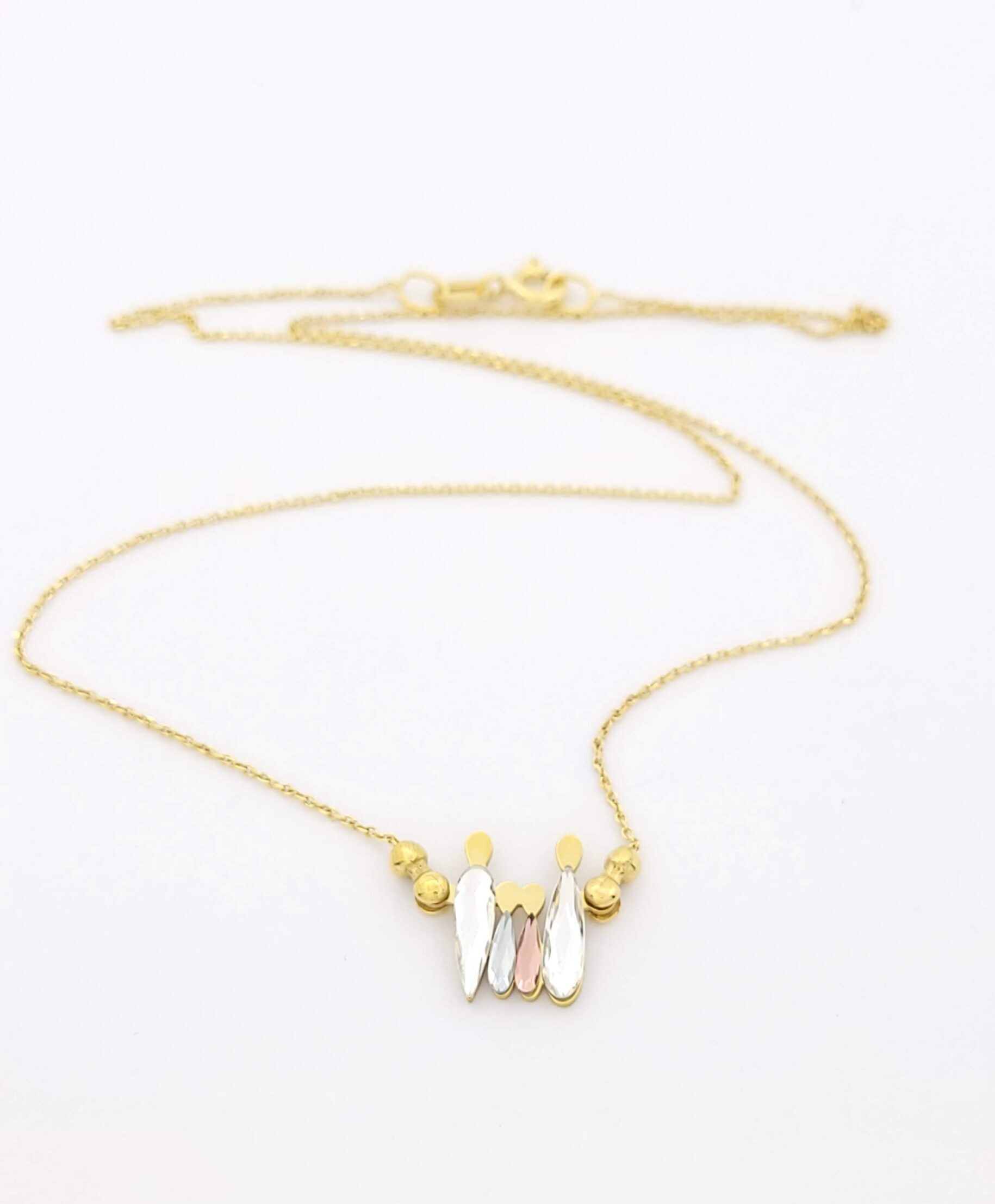 Ασημένιο Γυναικείο Επιχρυσωμένο Κολιέ με Μοτίφ Τετραμελή Οικογένεια κωδ.E55104GBG