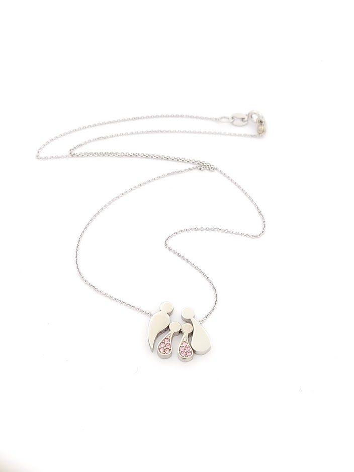 Ασημένιο Γυναικείο Κολιέ Με Τετραμελή Οικογένεια Με Ζιργκόν κωδ.Κ50694SGG