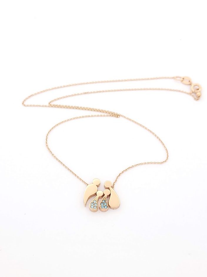 Ασημένιο Rose Gold Γυναικείο Κολιέ Με Τετραμελή Οικογένεια Με Ζιργκόν κωδ.Κ50694RBB