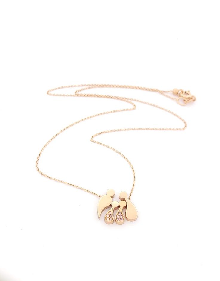 Ασημένιο Rose Gold Γυναικείο Κολιέ Με Τετραμελή Οικογένεια Με Ζιργκόν κωδ.Κ50694RGG