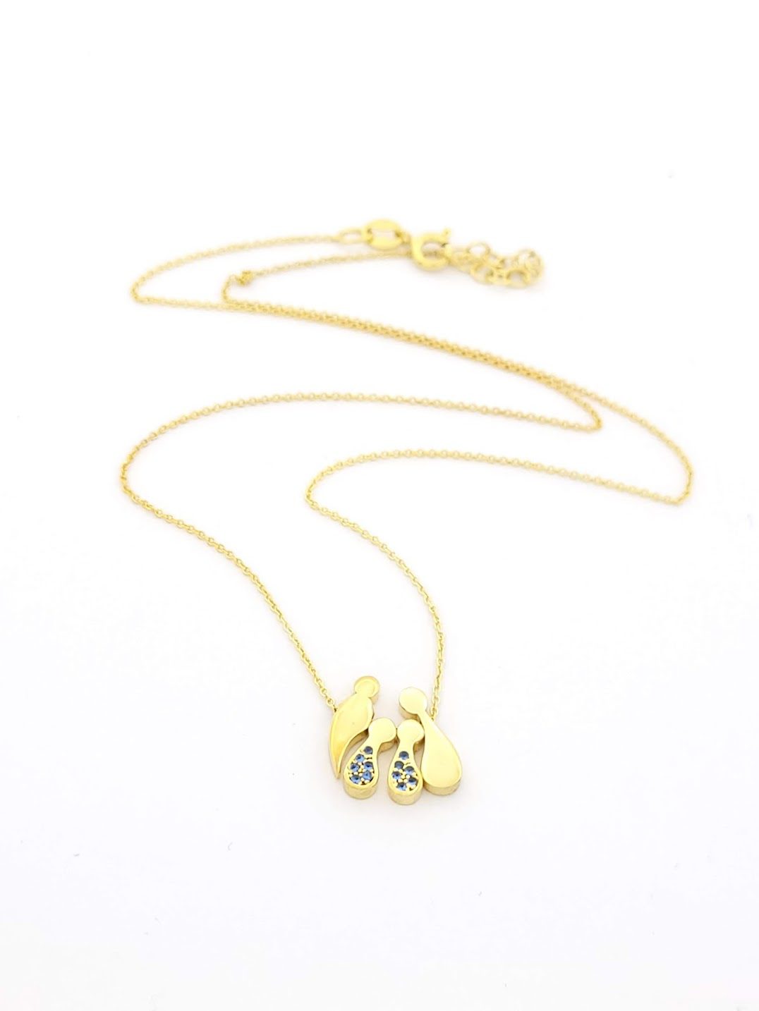 Ασημένιο Επιχρυσωμένο Γυναικείο Κολιέ Με Τετραμελή Οικογένεια Με Ζιργκόν Marakis κωδ.101317