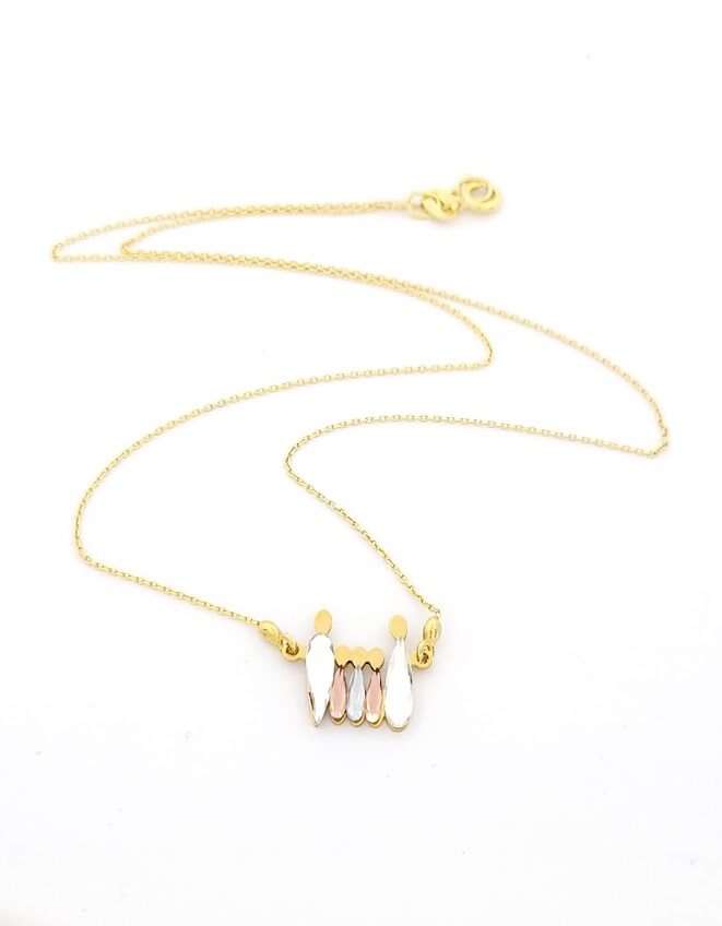 Ασημένιο Γυναικείο Επιχρυσωμένο Κολιέ Exis,Με Μοτίφ Πενταμελή Οικογένεια κωδ.E55105GBGG