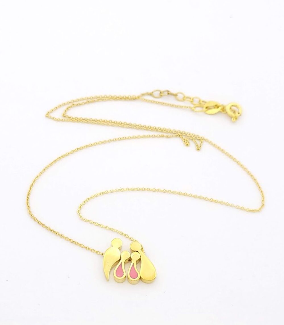 Ασημένιο Επιχρυσωμένο Γυναικείο Κολιέ Με Τετραμελή Οικογένεια Marakis κωδ.101319