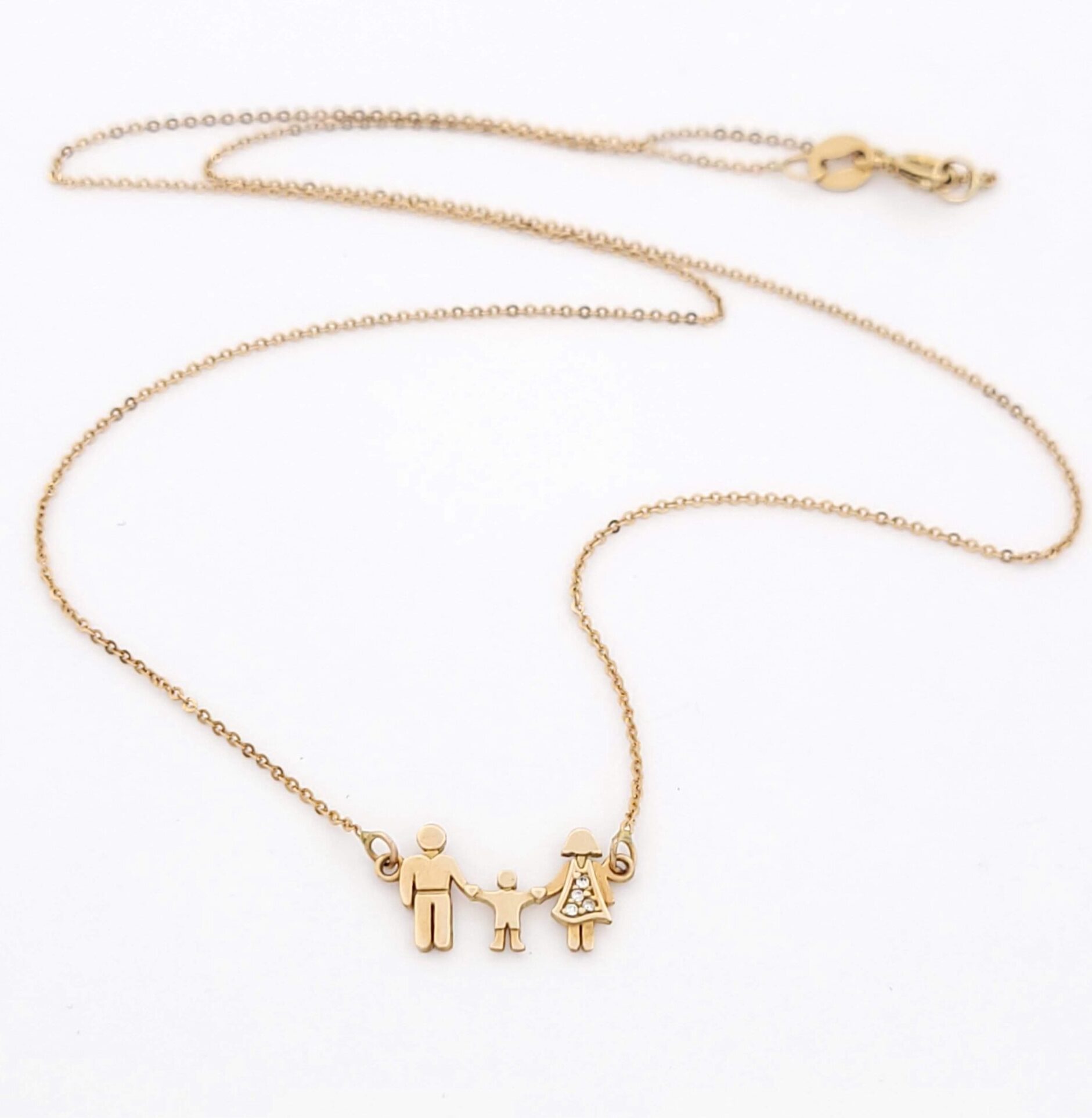 Γυναικείο Ροζ Gold Κολιέ Κ9 Με Τριμελή Οικογένεια Με Ζιργκόν κωδ.101331