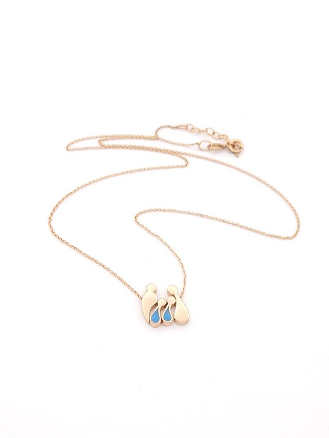 Ασημένιο Γυναικείο Rose Gold Κολιέ Με Τετραμελή Οικογένεια Marakis κωδ.101337