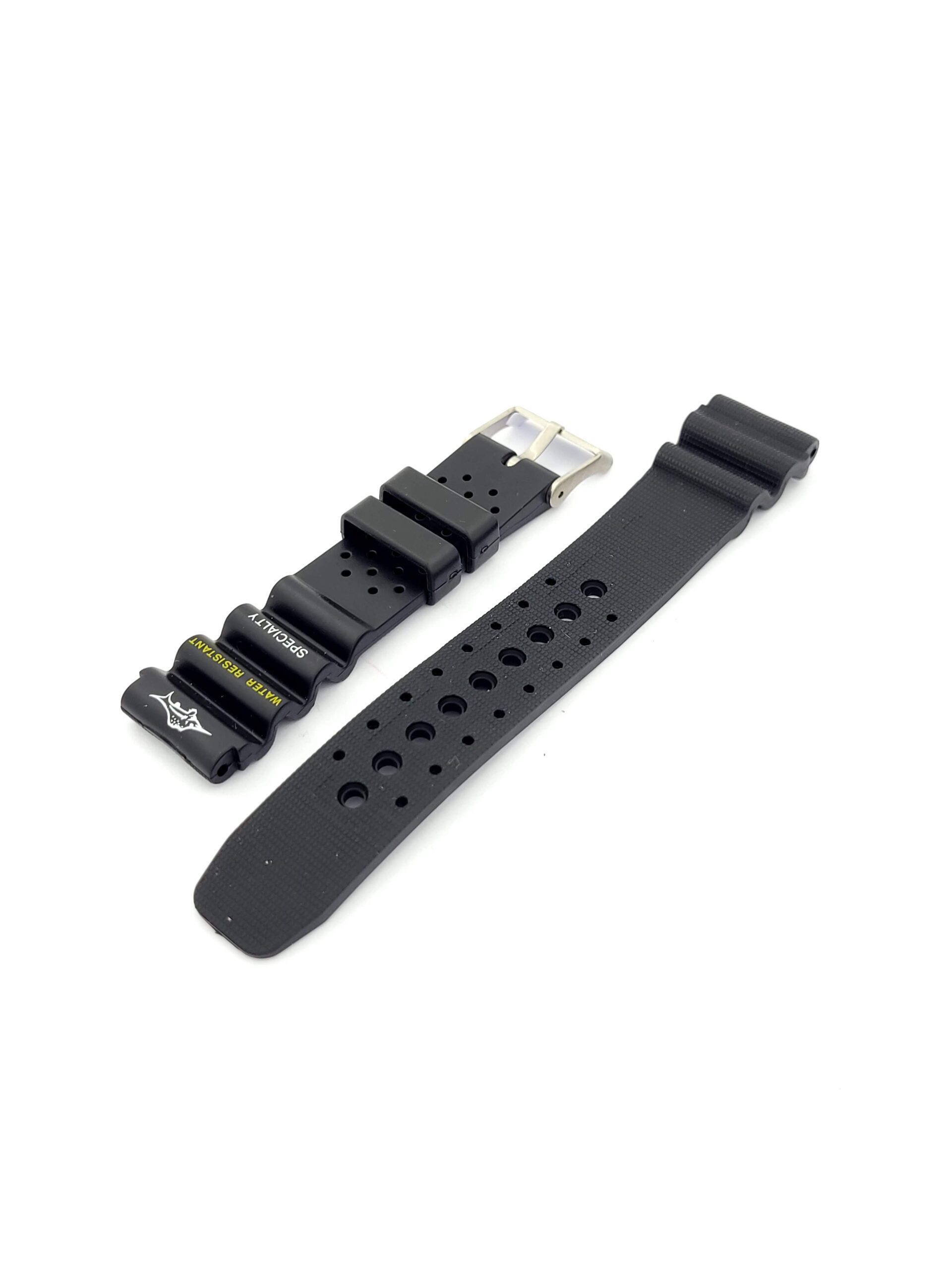 Λουρί Καουτσούκ Κροκό Μαύρο,No18 με Ασημί Τοκά κωδ.N18MA