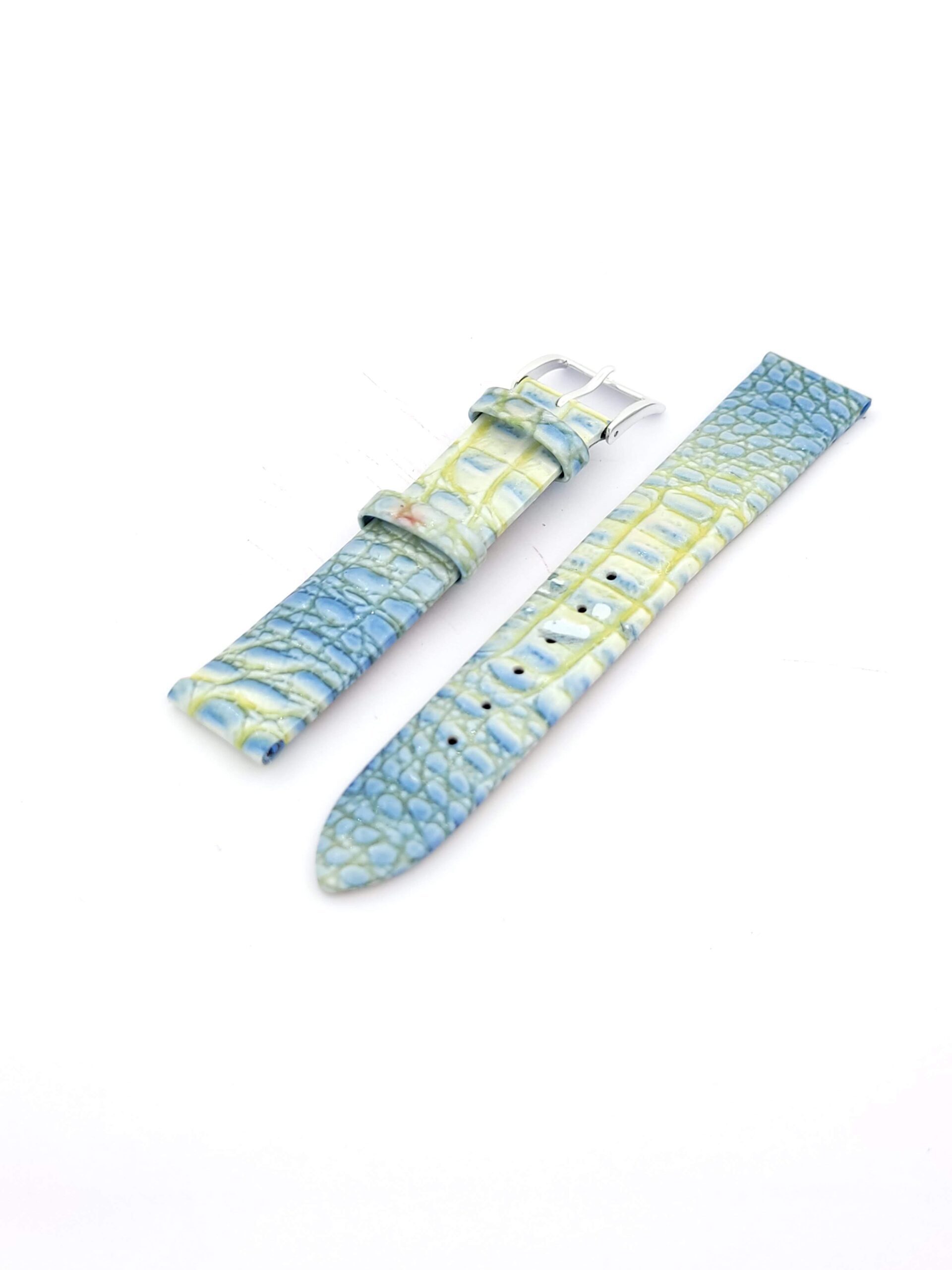 Λουρί Δερμάτινο Κροκό Μπλε,No18 Kostelo με Ασημί Τοκά κωδ.ΚΟ18.ΜΚ