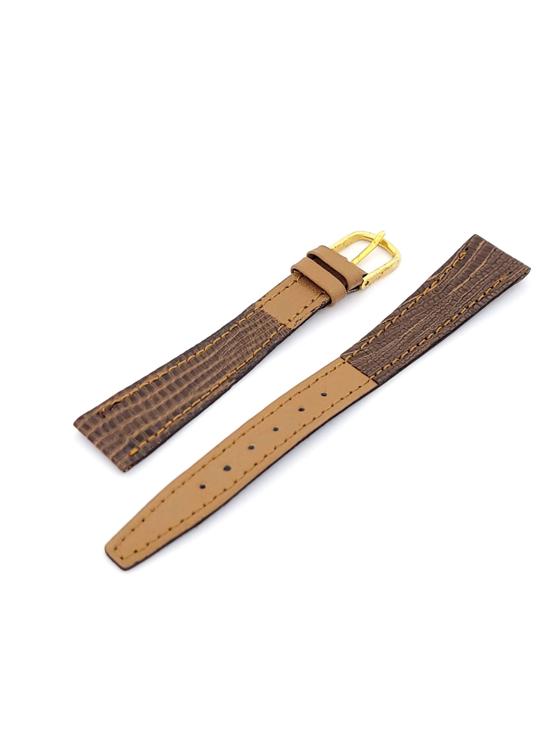 Λουρί Δερμάτινο Κροκό Καφέ No14 με Χρυσαφί Τοκά κωδ.Ν14.ΚΚΑ