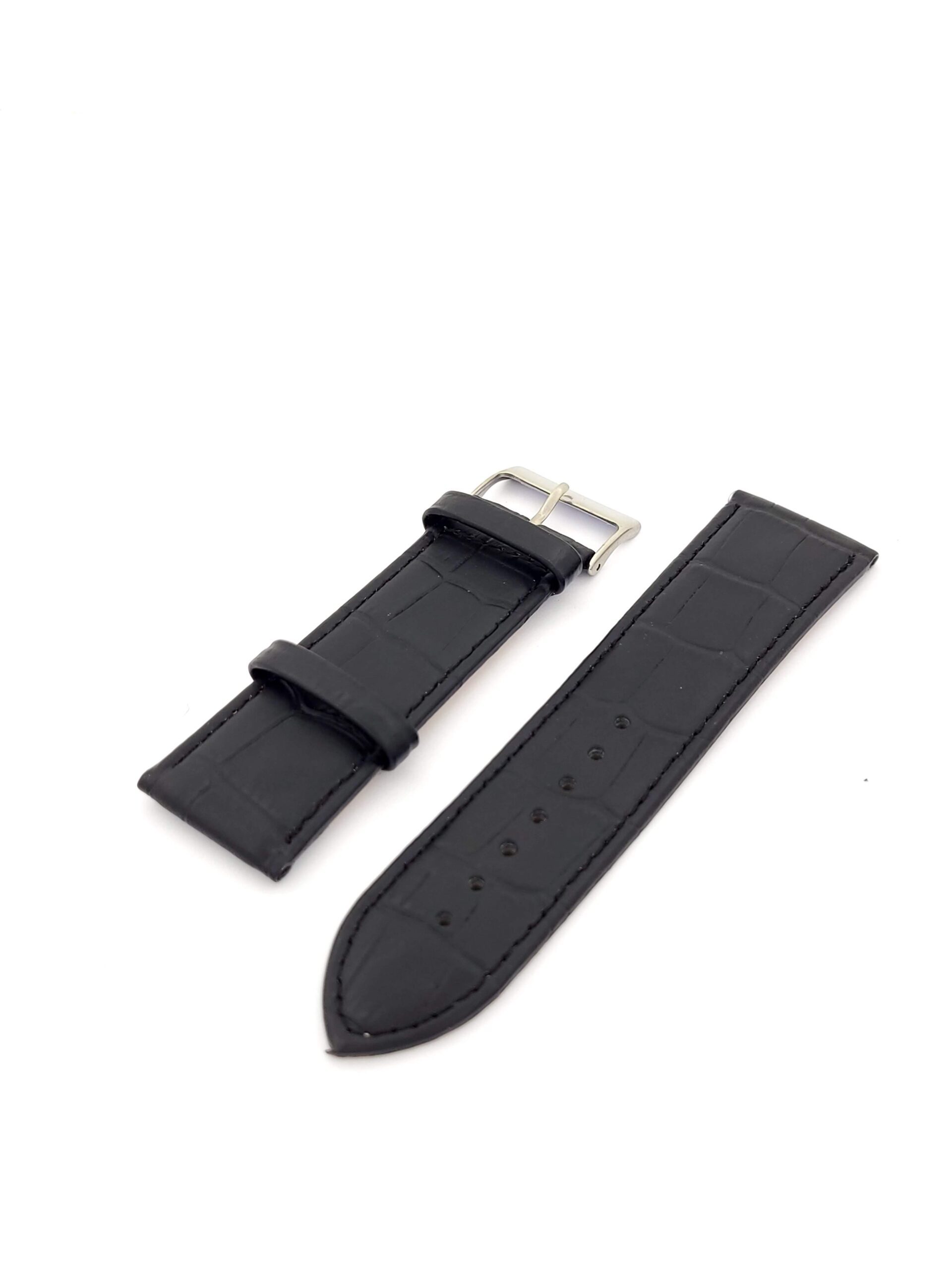 Λουρί Δερμάτινο Κροκό Μαύρο No26 Haste με Ασημί Τοκά κωδ.ΗΑ26.ΚΜ