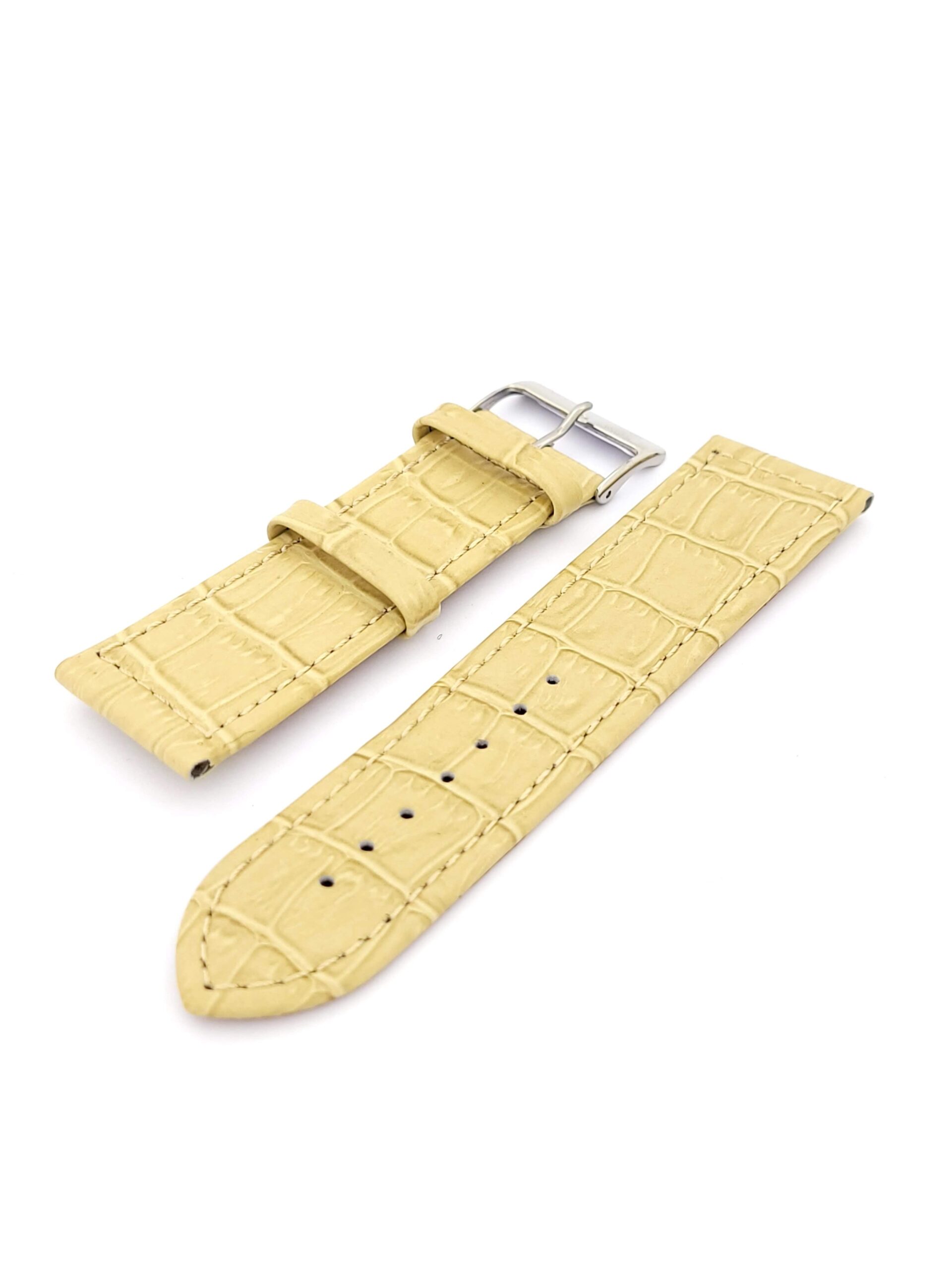 Λουρί Δερμάτινο Κροκό Μπεζ No26 Haste με Ασημί Τοκά κωδ.ΗΑΝ26.ΜΚ