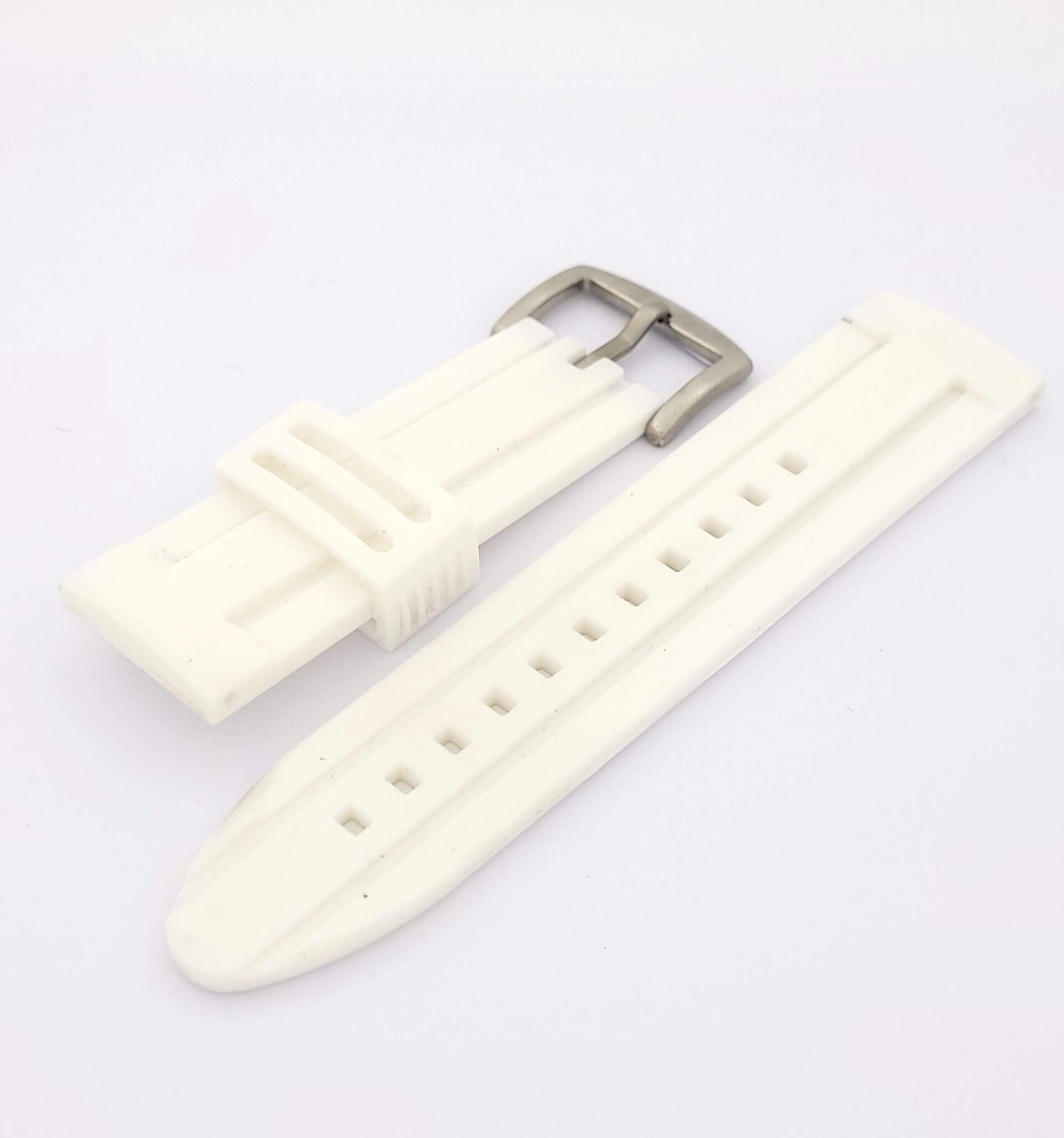 Λουρί Καουτσούκ Άσπρο No26 με Ασημί Τοκά κωδ.Ν26.Α