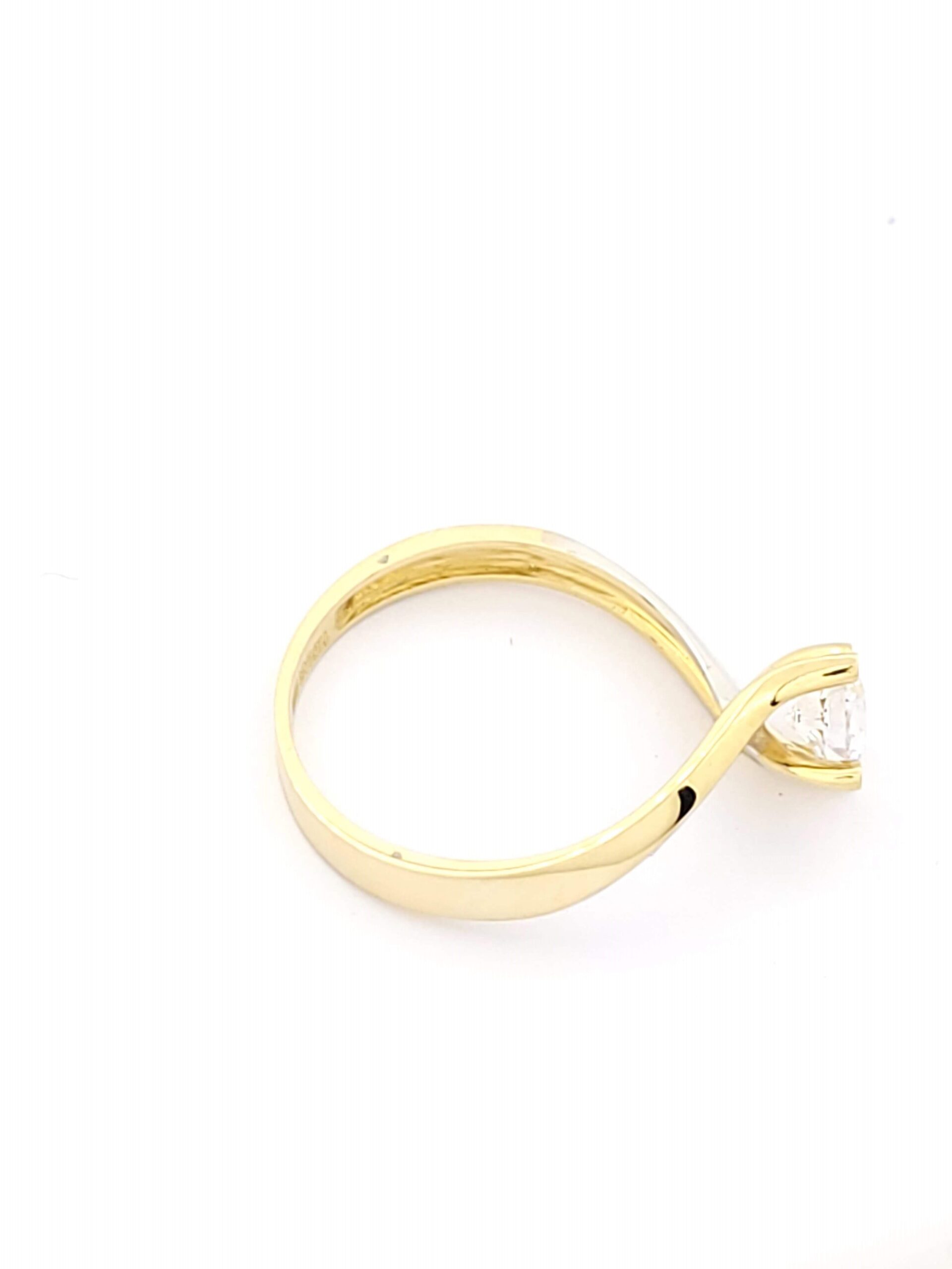 Δίχρωμο Γυναικείο Δαχτυλίδι Μονόπετρο Κ14 Με Ζιργκόν κωδ.101403