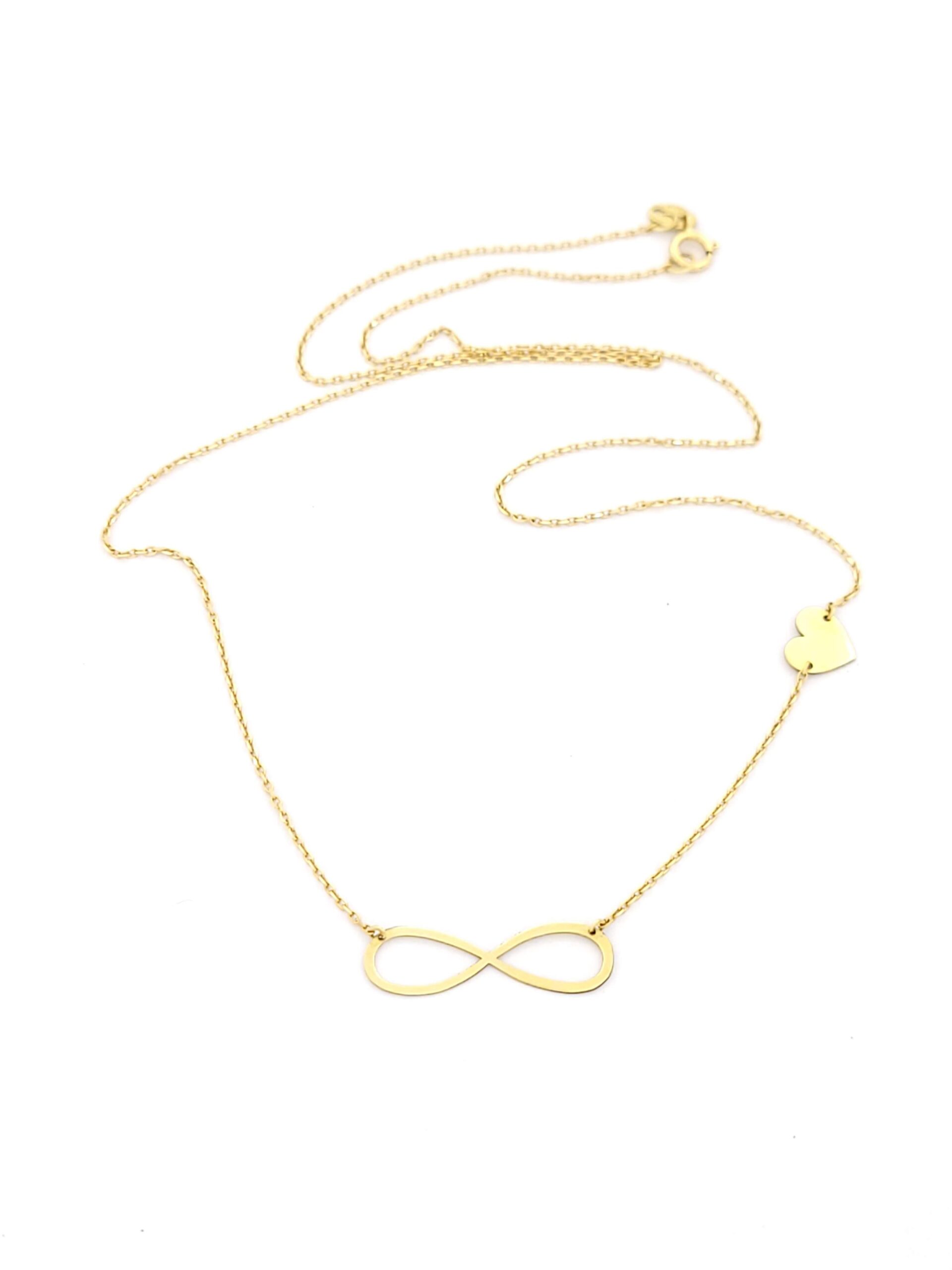 Γυναικείο Χρυσό Κολιέ Κ14 Με Άπειρο Και Καρδιά κωδ.101470