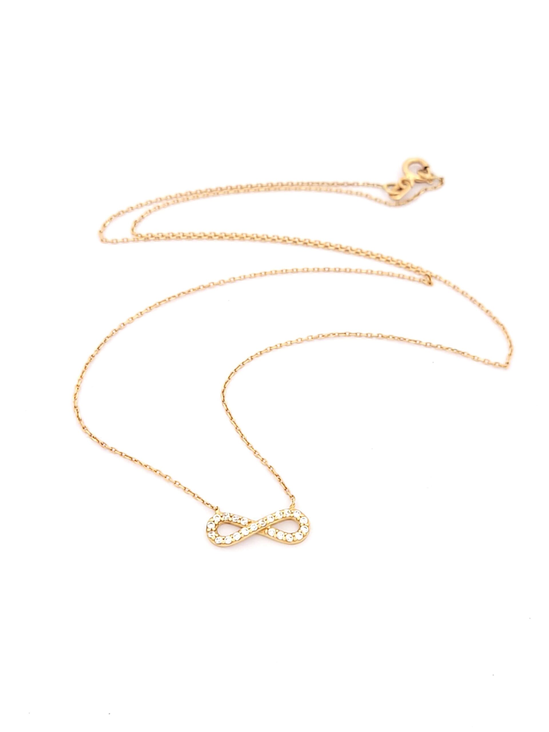 Ροζ Gold Γυναικείο Κολιέ Κ14 Με Άπειρο με Ζιργκόν κωδ.101471