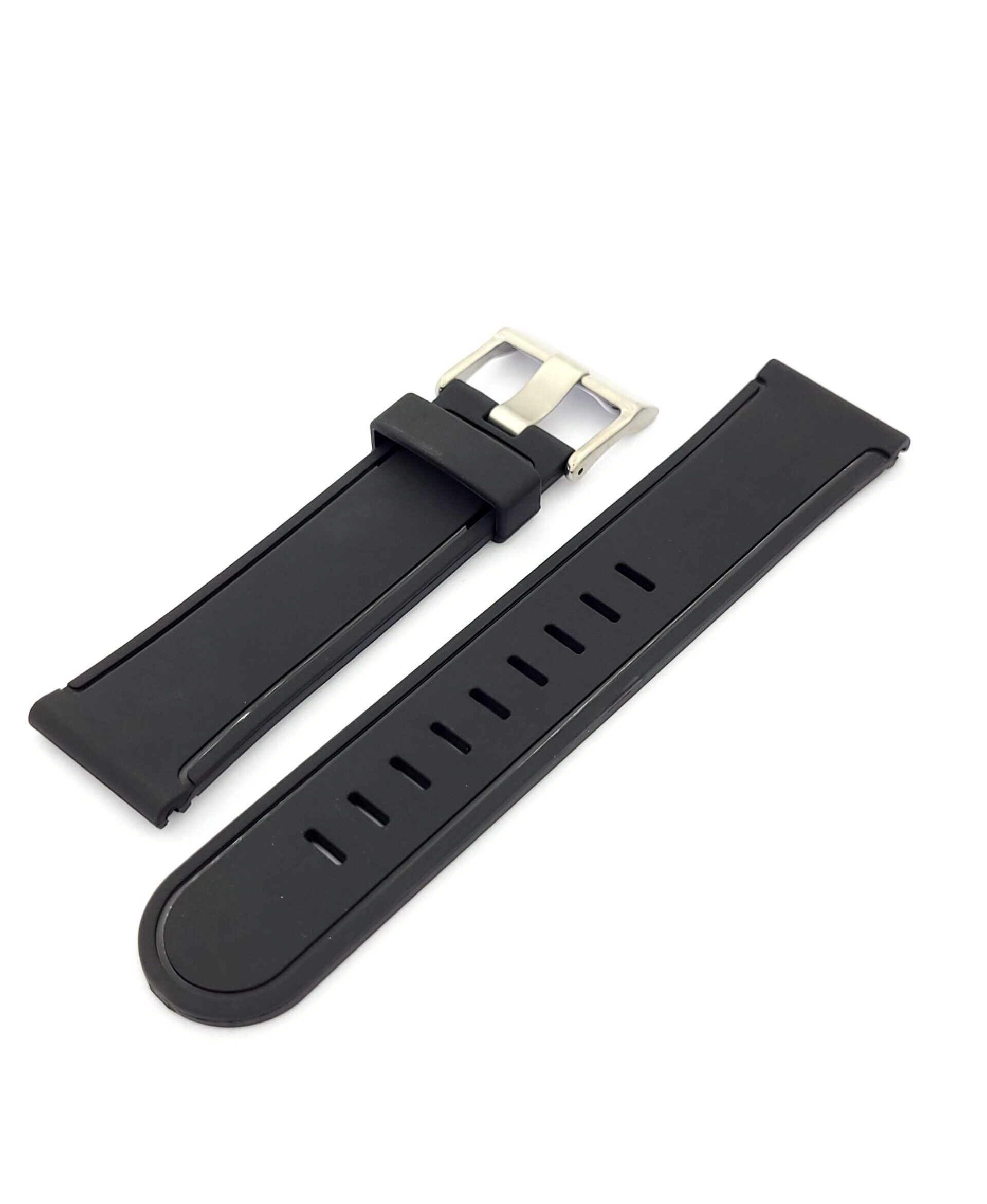 Λουρί Καουτσούκ,Μαύρο No24 με Ασημί Τοκά κωδ.ΝΟ24.ΜΑ