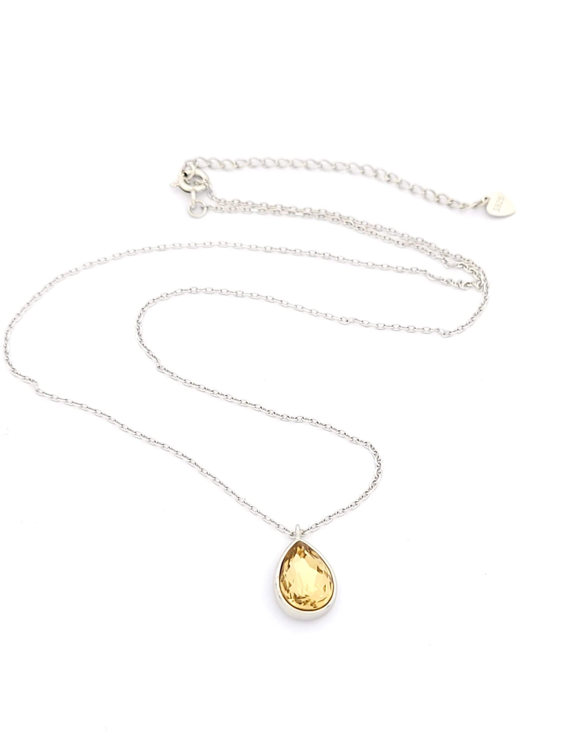 Ασημένιο Γυναικείο Κολιέ Δάκρυ, Με Σιτρίν Ζιργκόν κωδ.101923