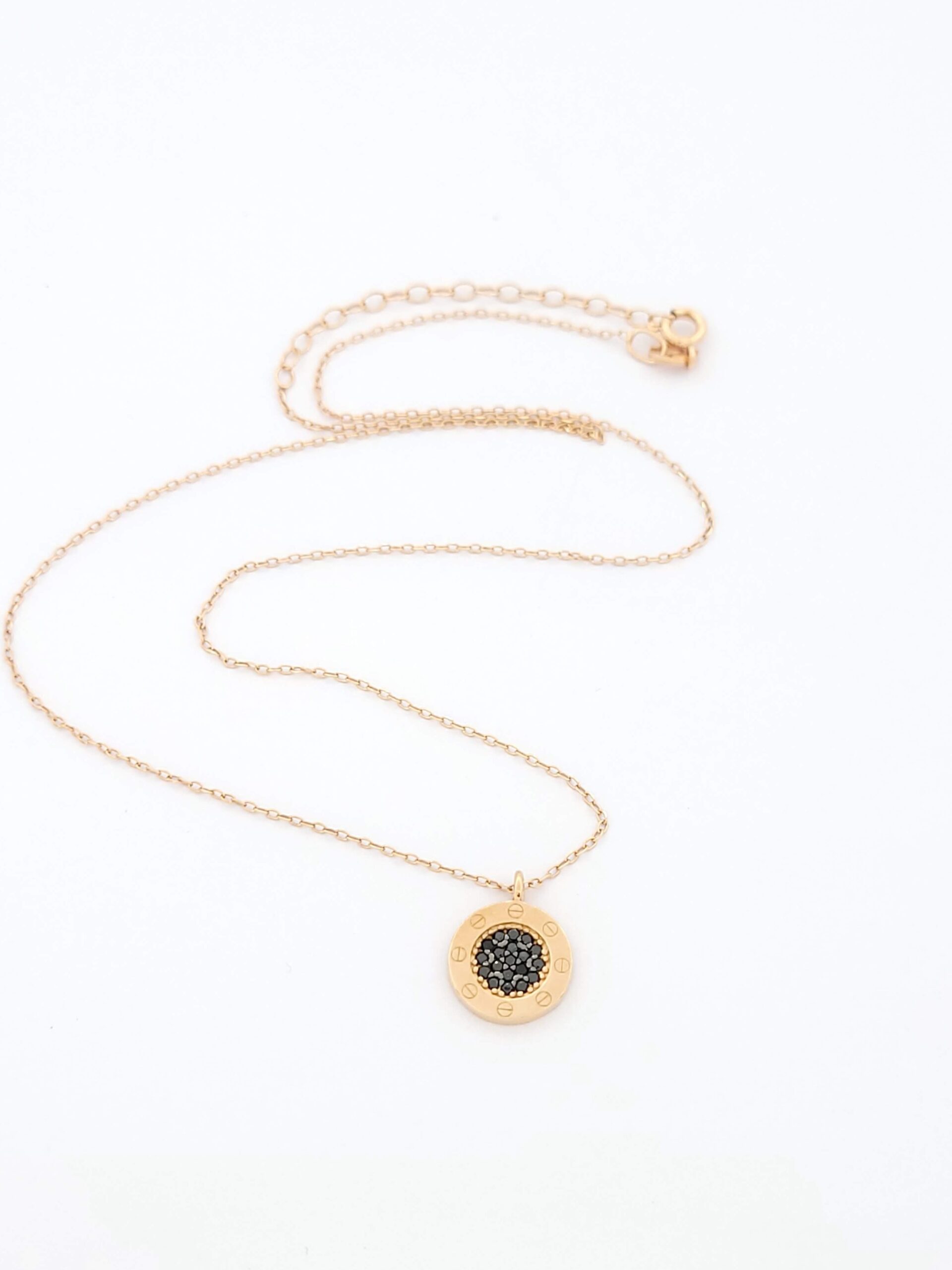 Ασημένιο Ροζ Gold Γυναικείο Κολιέ Της Silver Union, Με Μαύρα Ζιργκόν κωδ.04-07-2143